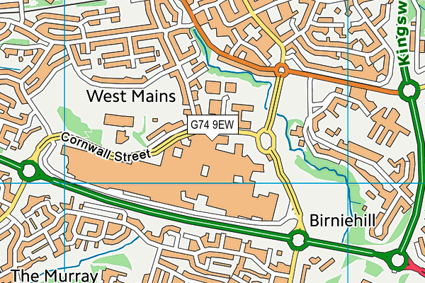 G74 9EW map - OS VectorMap District (Ordnance Survey)