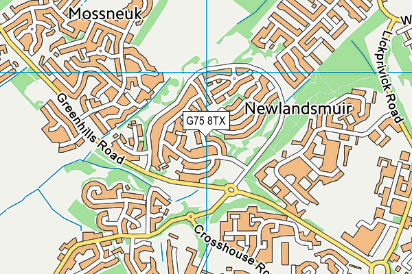 G75 8TX map - OS VectorMap District (Ordnance Survey)