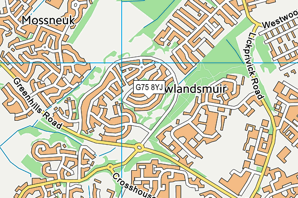G75 8YJ map - OS VectorMap District (Ordnance Survey)