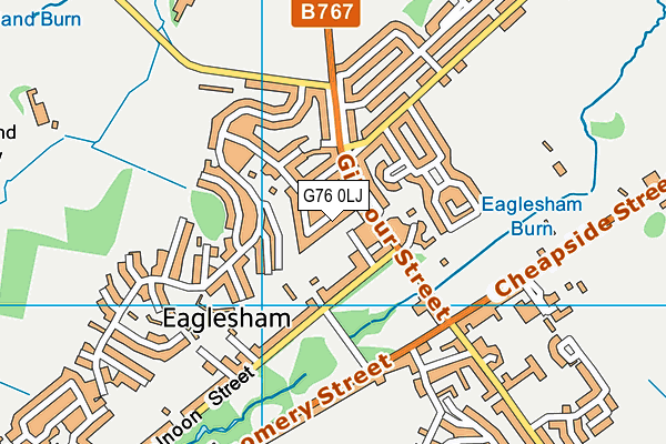 G76 0LJ map - OS VectorMap District (Ordnance Survey)