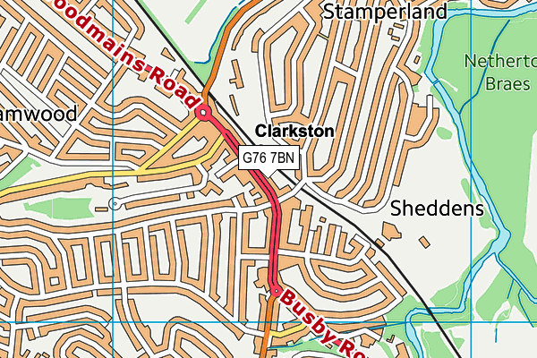G76 7BN map - OS VectorMap District (Ordnance Survey)