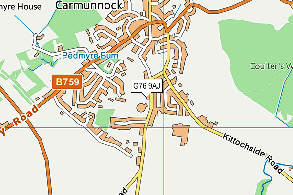 G76 9AJ map - OS VectorMap District (Ordnance Survey)