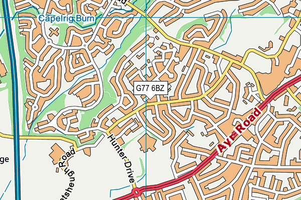 G77 6BZ map - OS VectorMap District (Ordnance Survey)