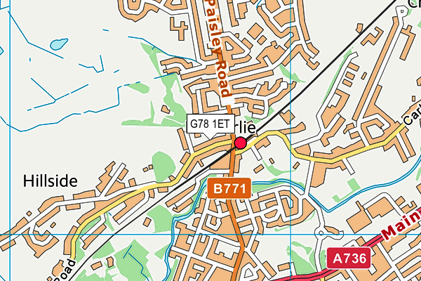 G78 1ET map - OS VectorMap District (Ordnance Survey)