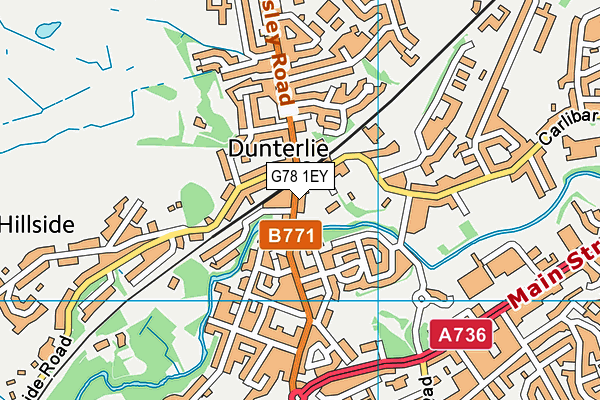 G78 1EY map - OS VectorMap District (Ordnance Survey)