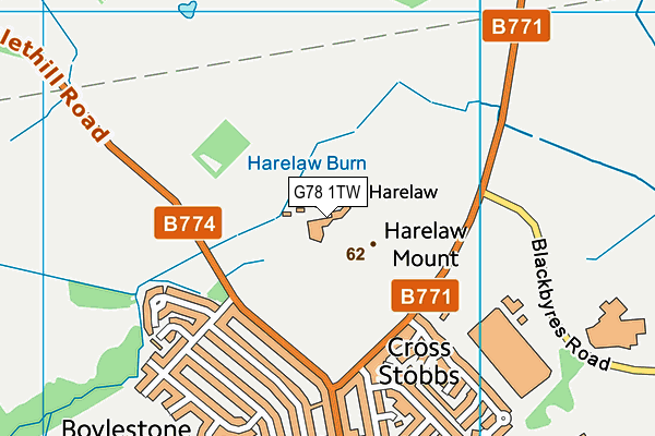 G78 1TW map - OS VectorMap District (Ordnance Survey)