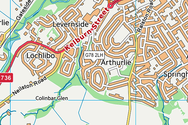 G78 2LH map - OS VectorMap District (Ordnance Survey)