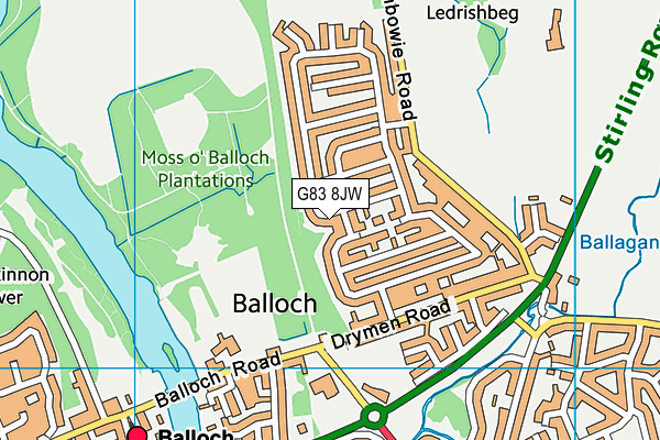 G83 8JW map - OS VectorMap District (Ordnance Survey)