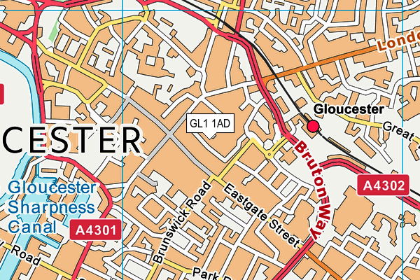 GL1 1AD map - OS VectorMap District (Ordnance Survey)