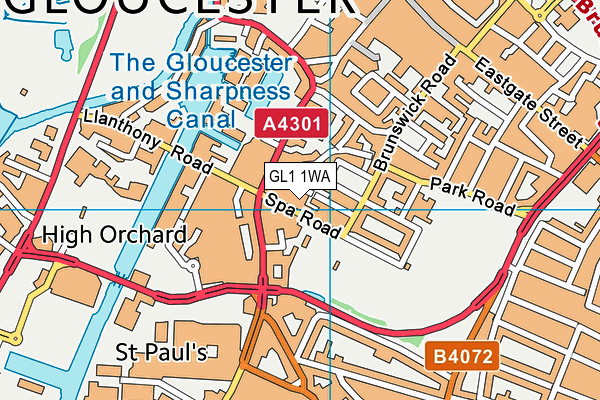 GL1 1WA map - OS VectorMap District (Ordnance Survey)