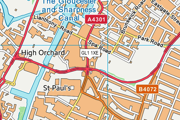 GL1 1XE map - OS VectorMap District (Ordnance Survey)