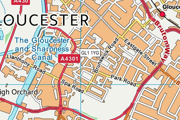 GL1 1YG map - OS VectorMap District (Ordnance Survey)