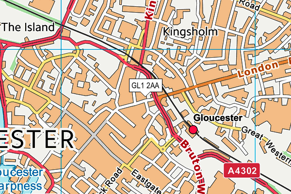 GL1 2AA map - OS VectorMap District (Ordnance Survey)