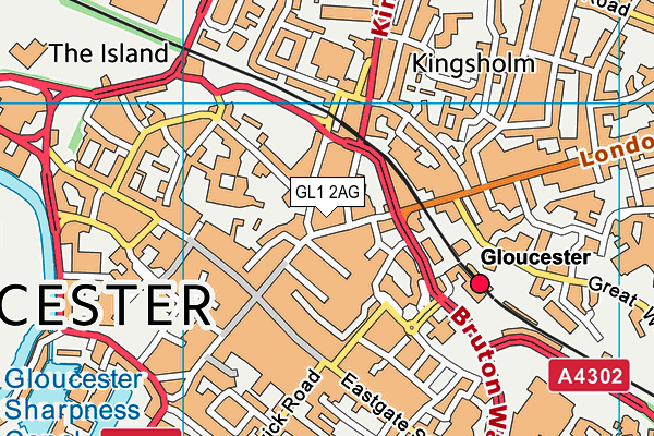 GL1 2AG map - OS VectorMap District (Ordnance Survey)