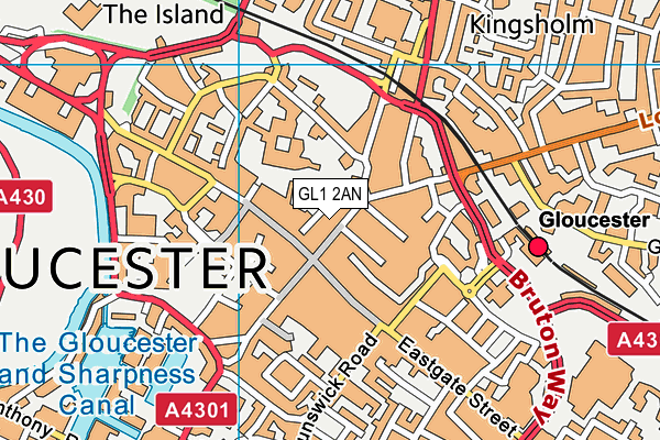 Anytime Fitness (Gloucester) map (GL1 2AN) - OS VectorMap District (Ordnance Survey)
