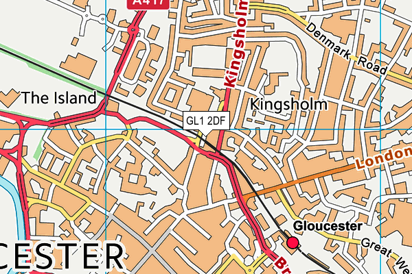 GL1 2DF map - OS VectorMap District (Ordnance Survey)