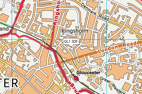 GL1 3DF map - OS VectorMap District (Ordnance Survey)