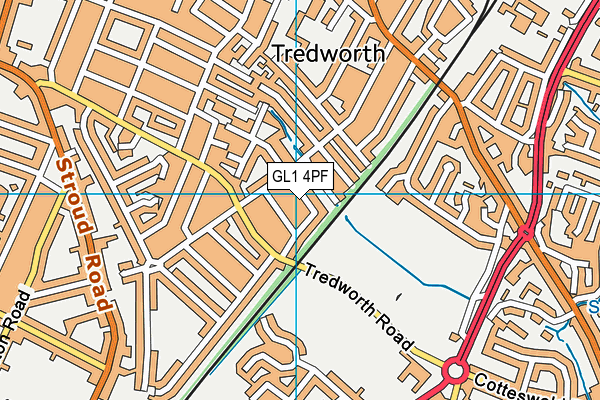 GL1 4PF map - OS VectorMap District (Ordnance Survey)