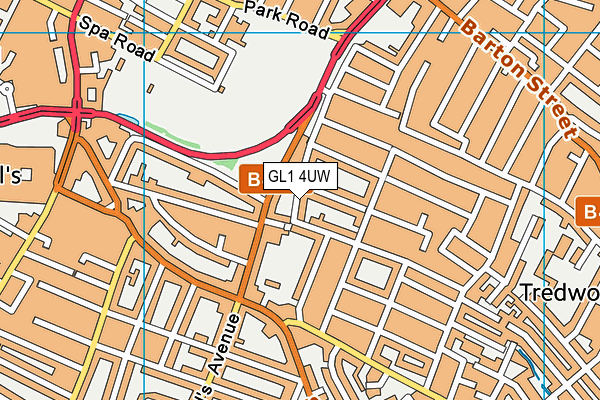GL1 4UW map - OS VectorMap District (Ordnance Survey)