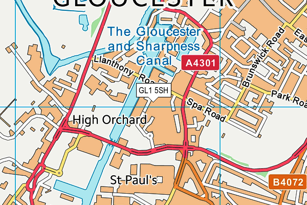 The Gym Group (Gloucester) map (GL1 5SH) - OS VectorMap District (Ordnance Survey)