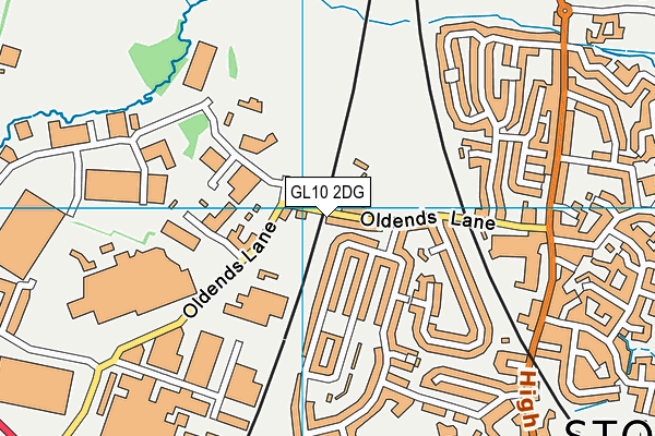 Oldends Lane Playing Field map (GL10 2DG) - OS VectorMap District (Ordnance Survey)