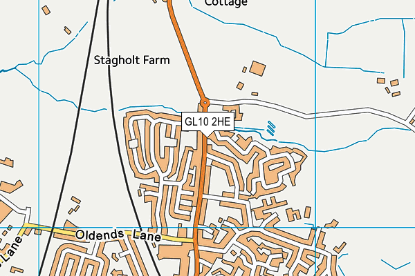 GL10 2HE map - OS VectorMap District (Ordnance Survey)