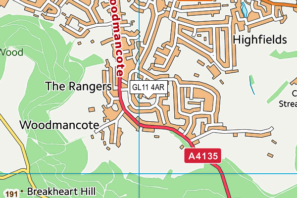 GL11 4AR map - OS VectorMap District (Ordnance Survey)