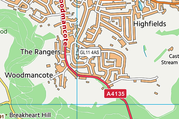GL11 4AS map - OS VectorMap District (Ordnance Survey)