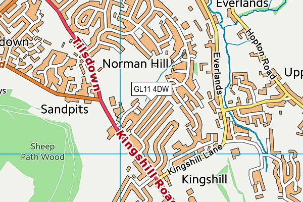 GL11 4DW map - OS VectorMap District (Ordnance Survey)