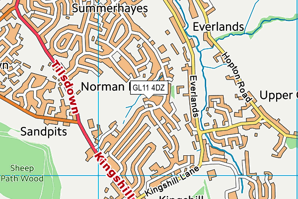 GL11 4DZ map - OS VectorMap District (Ordnance Survey)