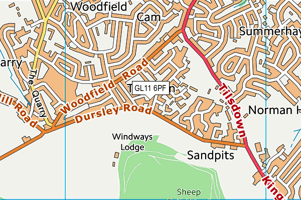 GL11 6PF map - OS VectorMap District (Ordnance Survey)