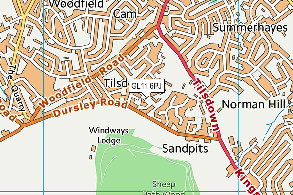 GL11 6PJ map - OS VectorMap District (Ordnance Survey)