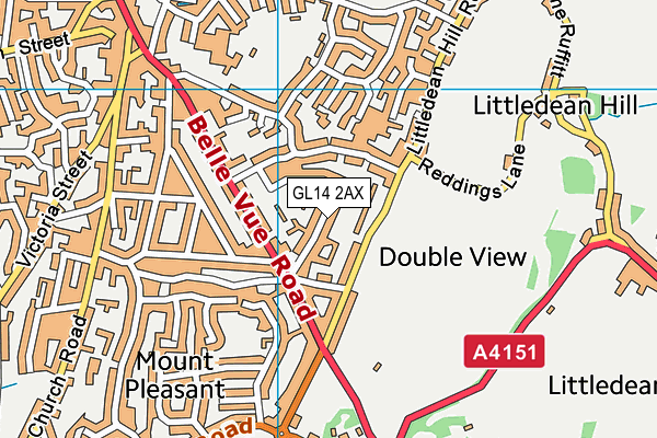 GL14 2AX map - OS VectorMap District (Ordnance Survey)