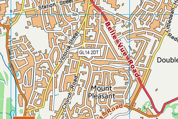 GL14 2DT map - OS VectorMap District (Ordnance Survey)