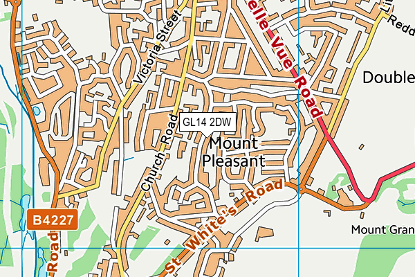 GL14 2DW map - OS VectorMap District (Ordnance Survey)