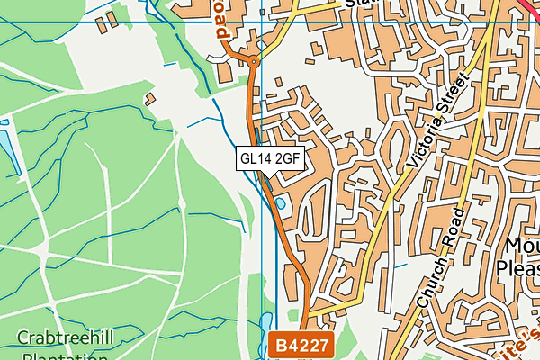 GL14 2GF map - OS VectorMap District (Ordnance Survey)