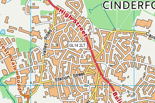 GL14 2LT map - OS VectorMap District (Ordnance Survey)