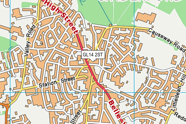 GL14 2ST map - OS VectorMap District (Ordnance Survey)