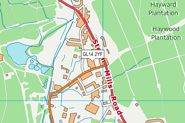 GL14 2YF map - OS VectorMap District (Ordnance Survey)