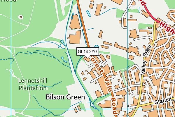 GL14 2YG map - OS VectorMap District (Ordnance Survey)