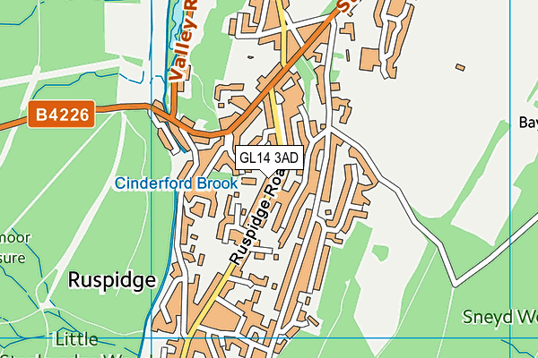 GL14 3AD map - OS VectorMap District (Ordnance Survey)
