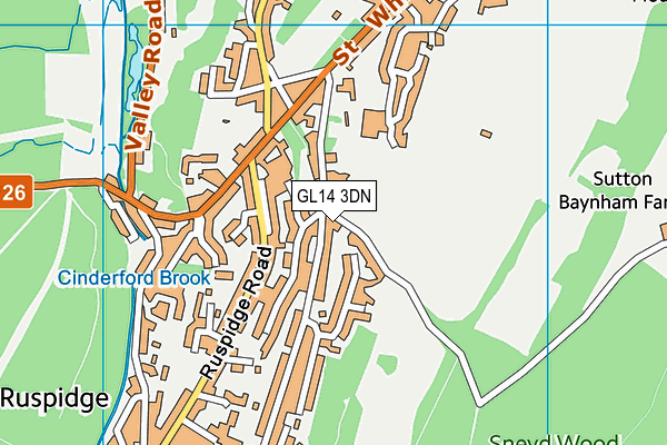 GL14 3DN map - OS VectorMap District (Ordnance Survey)