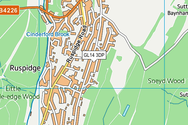 GL14 3DP map - OS VectorMap District (Ordnance Survey)