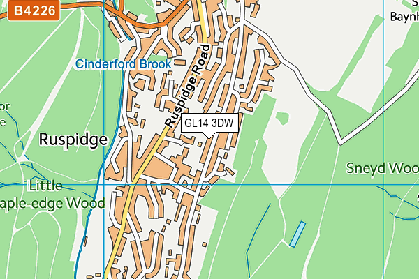 GL14 3DW map - OS VectorMap District (Ordnance Survey)