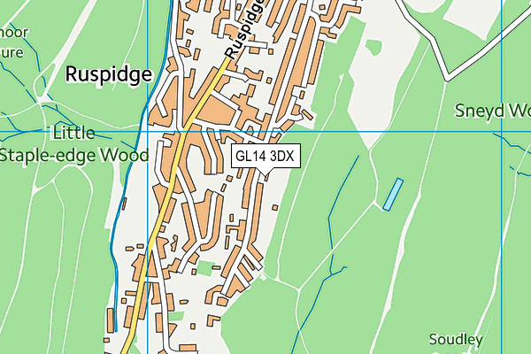 GL14 3DX map - OS VectorMap District (Ordnance Survey)