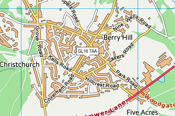 GL16 7AA map - OS VectorMap District (Ordnance Survey)