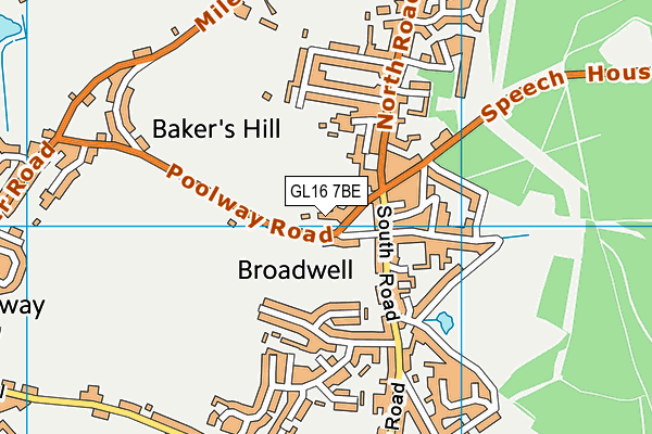 Broadwell Amatuers Fc map (GL16 7BE) - OS VectorMap District (Ordnance Survey)