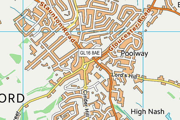 GL16 8AE map - OS VectorMap District (Ordnance Survey)