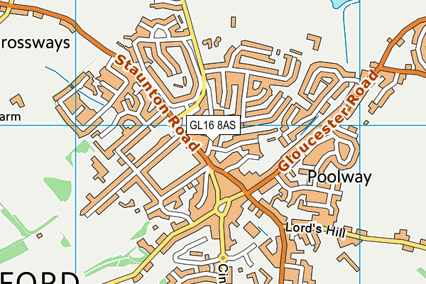 GL16 8AS map - OS VectorMap District (Ordnance Survey)