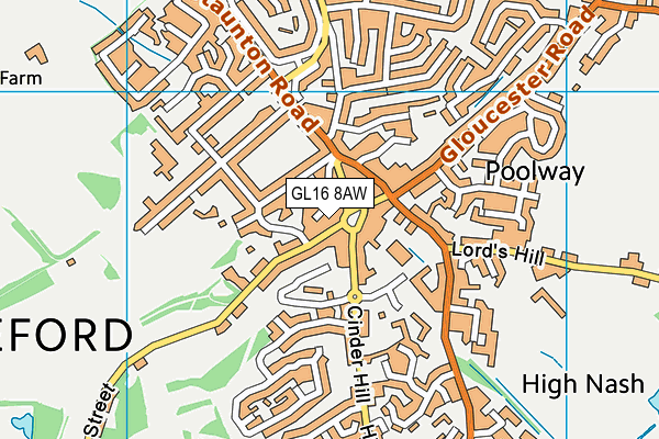 GL16 8AW map - OS VectorMap District (Ordnance Survey)